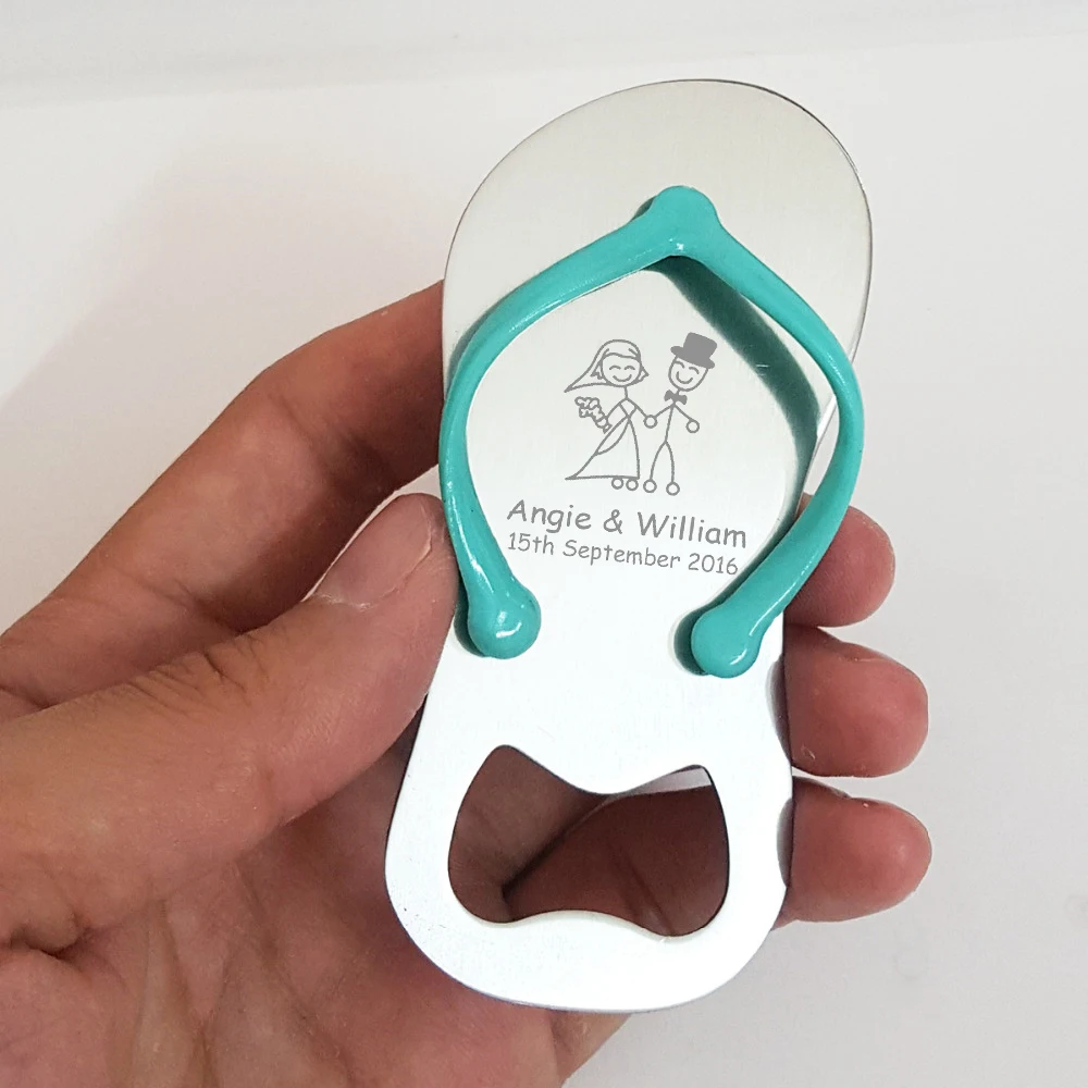 beach theme wedding supplies 50x Beach Wedding Favor Souvenir Blue Sandal Flip flop Slipper Bottle Opener in Box Personalized Wedding - beach theme wedding supplies