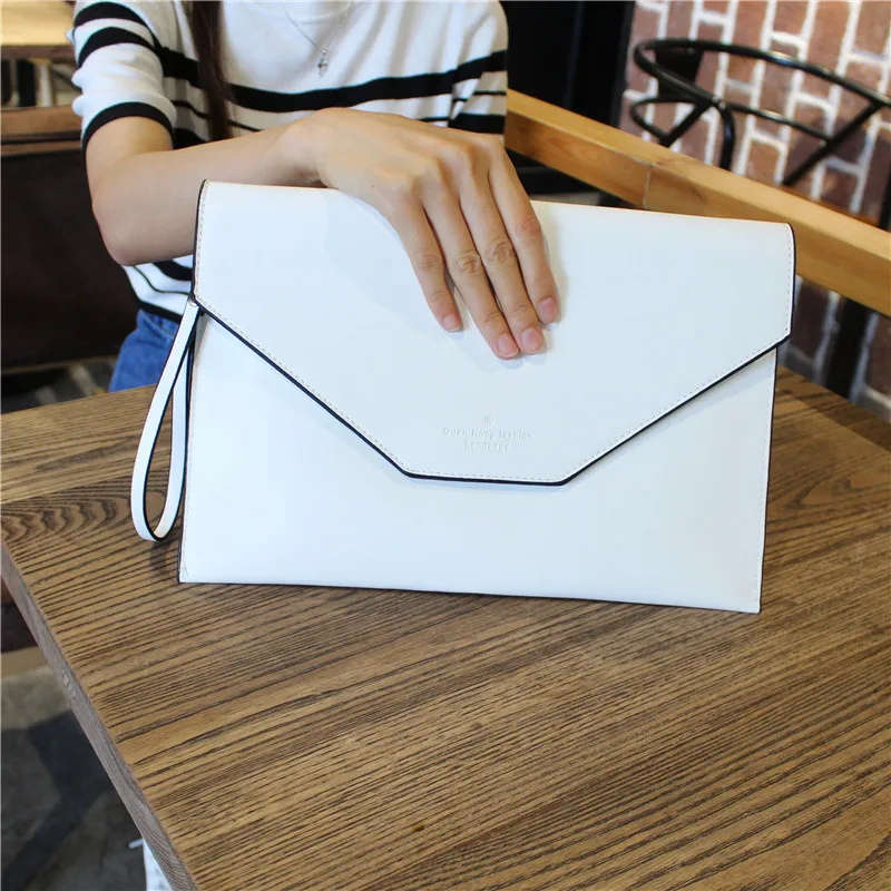 Female White envelope bag Evening Clutch Bag PU leather women messenger bag women fashion