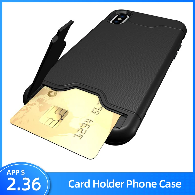 

KSTUCNE Card Holder Phone Case For iPhone XS Max Case Bracket Slot Holder Phone Case For iPhone X XS 7Plus 8Plus 7 8 6Plus Case