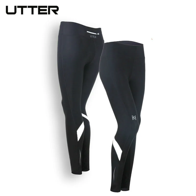 UTTER UJ200 Women Black Yoga Compression Pants Elastic Tights Fitness
