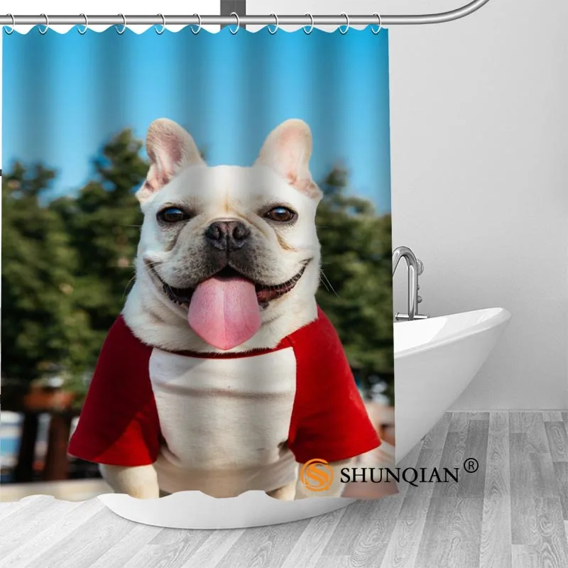 Щенок бульдога собака Душ занавес украшения для ванной комнаты для дома водонепроницаемый ткань Шторки для ванной занавес A18.1.3
