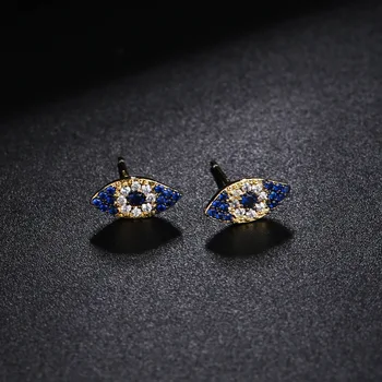 

UMGODLY Fashion Luxury Brands Cubic Zirconia Eyes Stud Earring Gold Color Leaves Monaco Designer Women Popular Jewelry Gift