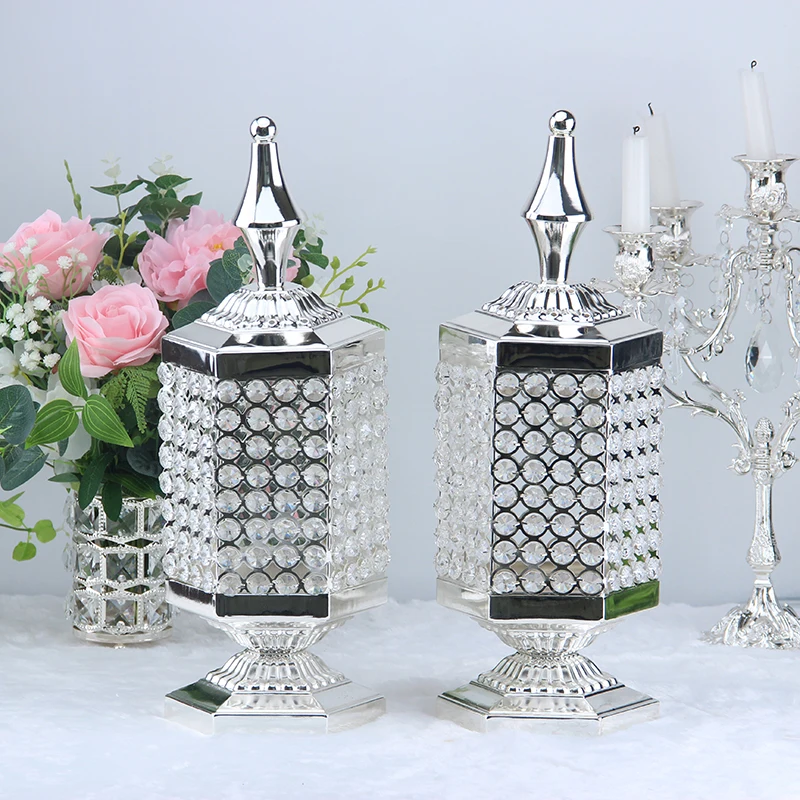 

European Crystal Candlestick Romantic Candlelight Dinner Decor Props Home Candy Tank Wedding Centerpiece Crystal Candle Holder