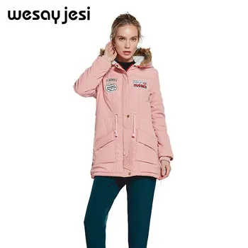 

new winter military coats women cotton wadded hooded jacket medium-long casual parka thickness plus size XXL quilt snow outwear
