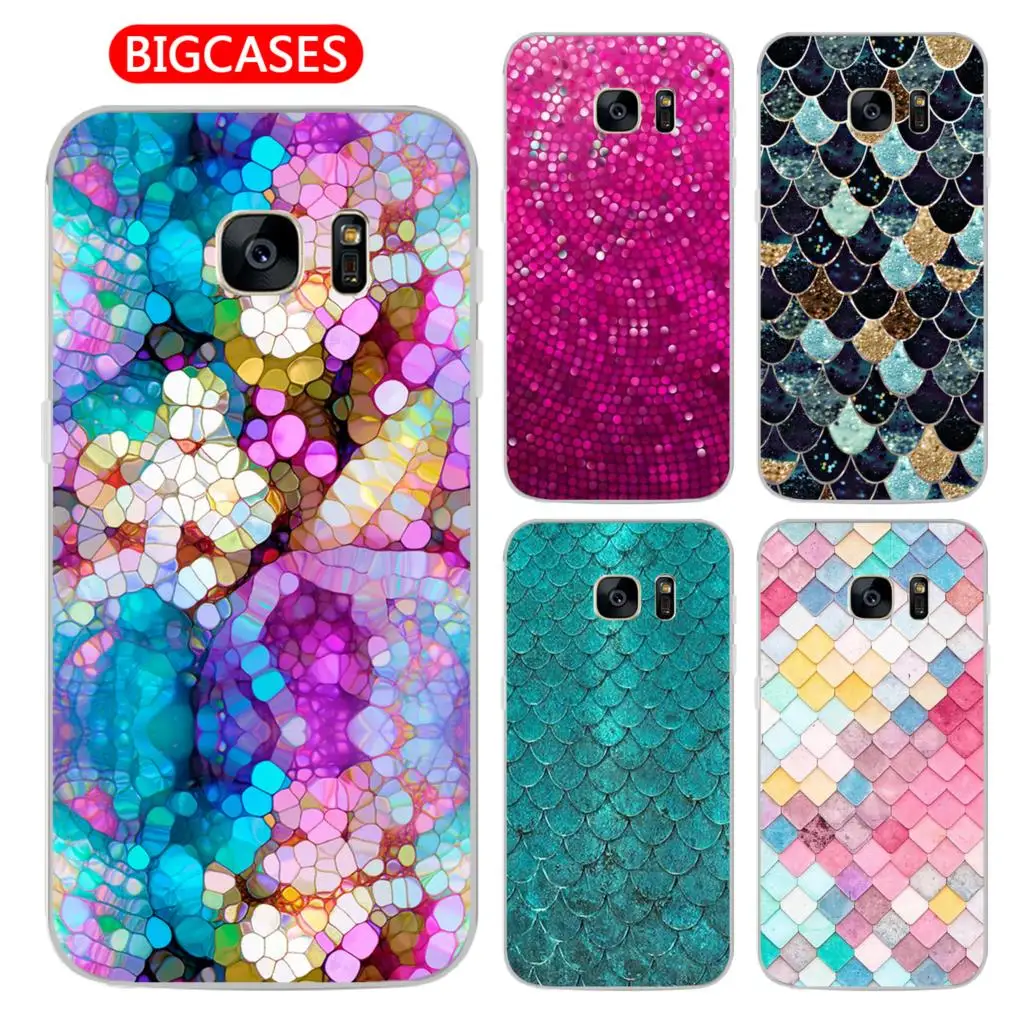 For Samsung Galaxy S7 Case Cover 5.1&quot Soft TPU Silicone Popular Cute Happy Color Fish Scales Flower Painted Protect Phone |