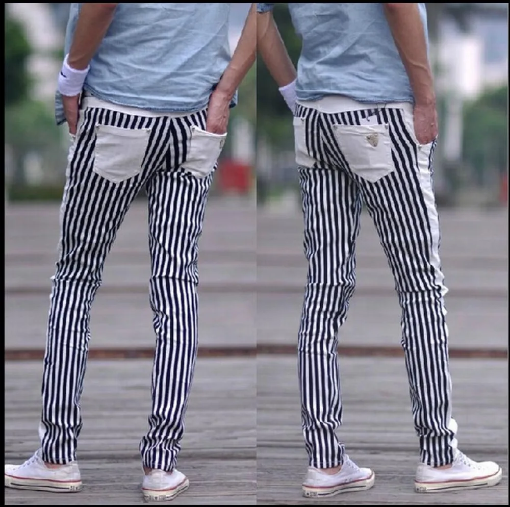 HOT 2017 New black and white Zebra stripe trousers elastic slim Matt kill non mainstream casual