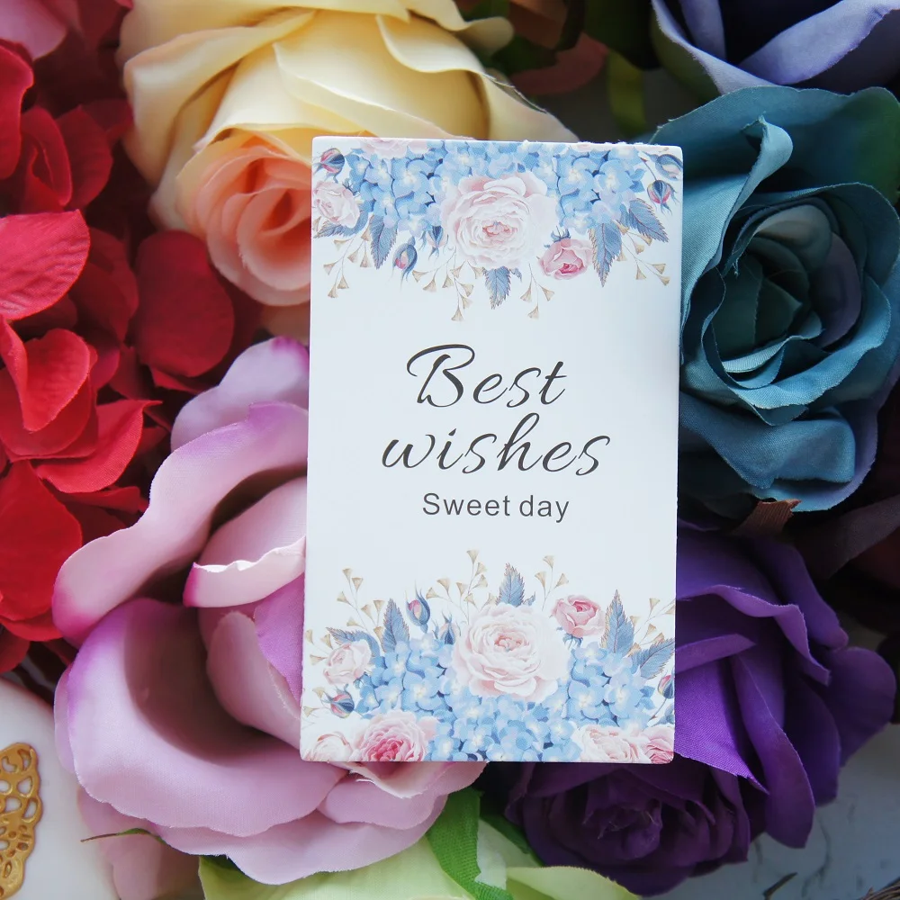 

20pcs multi-use blue pink rose best wishes card Scrapbooking invitation DIY Decoration party invitation gift card message card