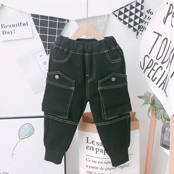 

2 3 4 5 6 Years Spring Autumn Toddler Boys Black Jeans Baby Kids Cargo Pants Fashion Denim Pants Children Cowboy Pants