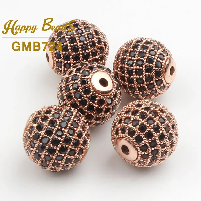 3pcs/lot Round Ball CZ Beads Metal Brass Micro Pave Crystal Zircon Space Beads For Jewelry DIY Charm Bracelet Making 4/6/8/10mm 3pcs