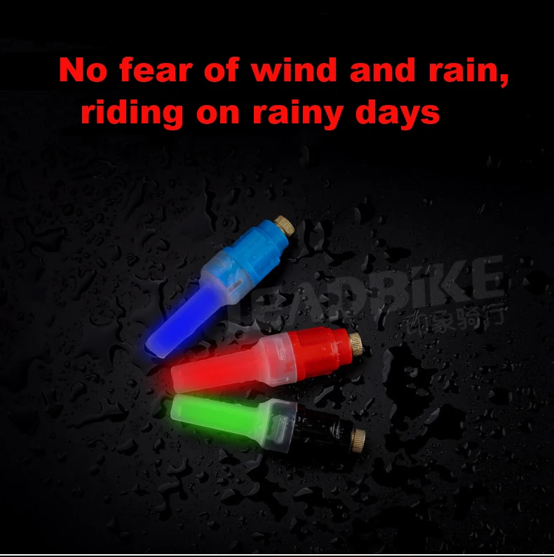 Top Wheel Up Wheel Tire Valve Cap 2Pcs 3 Colors Bike Bicycle Car  Spoke Neon Flash LED Wheel Warning  Lights Lamp Cycling Accessorie 0