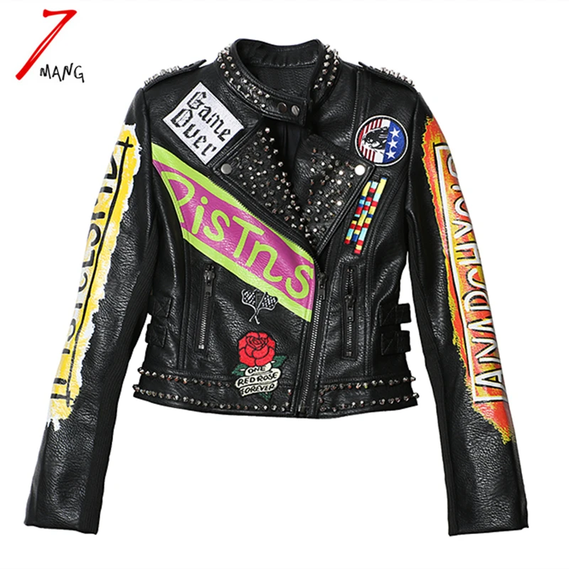 Sheepskin coat motorcycle leather clothing women short