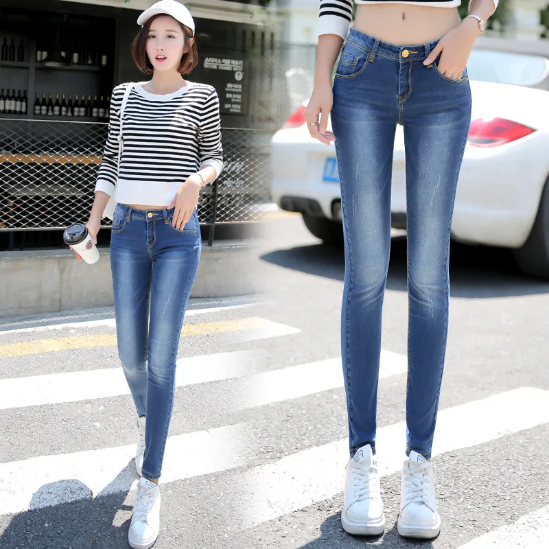 

Women jeans New Fashion woman jeans femme denim pants Female cotton elastic slim jeans  boyfriend jeans for women trousers Y455