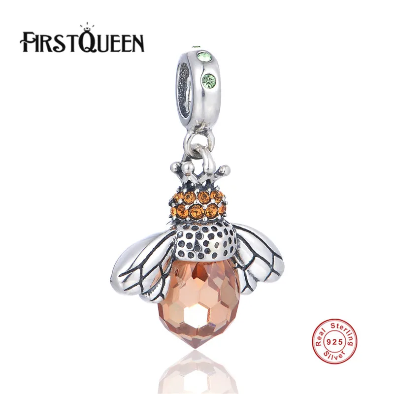 

FirstQueen Fit Original Charms Bracelet 925 Sterling Silver Crystal Queen Bee Beads Jewelry Making Christmas Gift