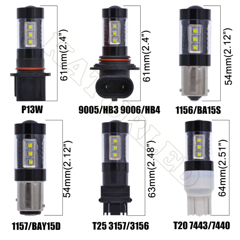 1 шт CREE светодиодный Чипсет H1 H3 H4 H7 H8 H11 H13 P13W 9005/HB3 9006/HB4 S25 1156/BA15S 1157/BAY15D T25 T20