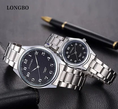 LongBo, известный бренд, роскошные часы для влюбленных, женские, полностью из нержавеющей стали, бизнес, для девушек, мужчин, аналоговые кварцевые часы с циферблатом, женские