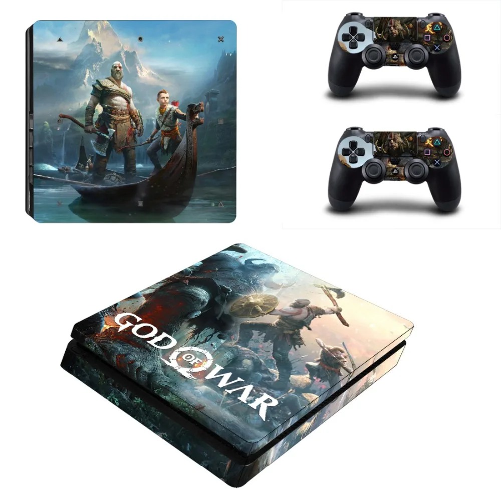 Наклейка God of War 4 PS4 Slim Skin Виниловая наклейка для консоли Sony Playstation и 2 контроллера