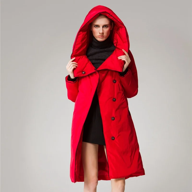 

(TopFurMall)Autumn Winter Women Down Parkas Coats with Hoody 80% Duck Down Fashion Outerwear Overcoat 3XL 4XL 80588