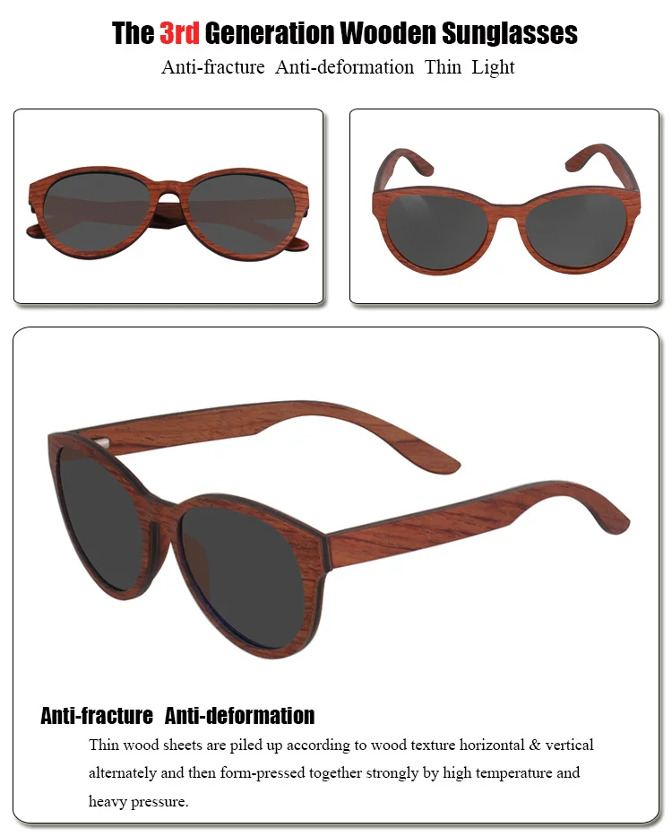 Anti-broken red pear wood Cat eye Women Polarized Wooden Sunglasses (6)