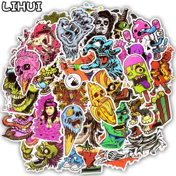 

50pcs Terror Series Sticker Graffiti Skeleton Dark Funny Stickers for DIY Sticker on Travel case Laptop Skateboard Guitar Fridge