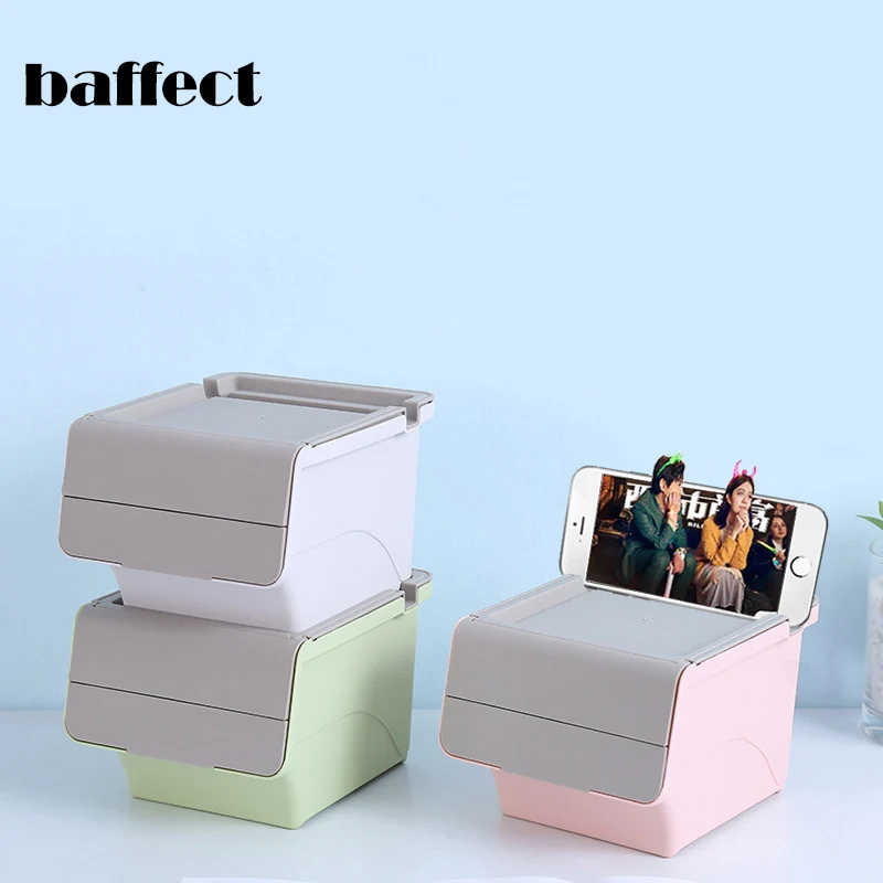 

Desk Office Plastic Storage Box Stack Waste Storage Organizer for Phone Holders Garbage Storage Trash Can Waste Can