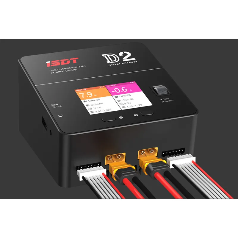 

FATJAY ISDT D2 Smart balance charger 200W 12A*2 AC Dual Channel Output Industrial level power management