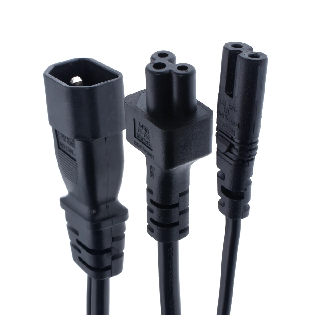 Y Тип сплиттер Мощность шнур, IEC320 C14 Разъем 3-контактный Мужской Мощность кабель переменного тока Мощность адаптер для C13+ C7 Женский 30 см