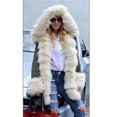 FURSARCAR New Winter Parka Luxury Women Natural Fur Jacket With Real Fox Fur Collar& Cuff Female Fashion Long Parkas Coat - Цвет: 20