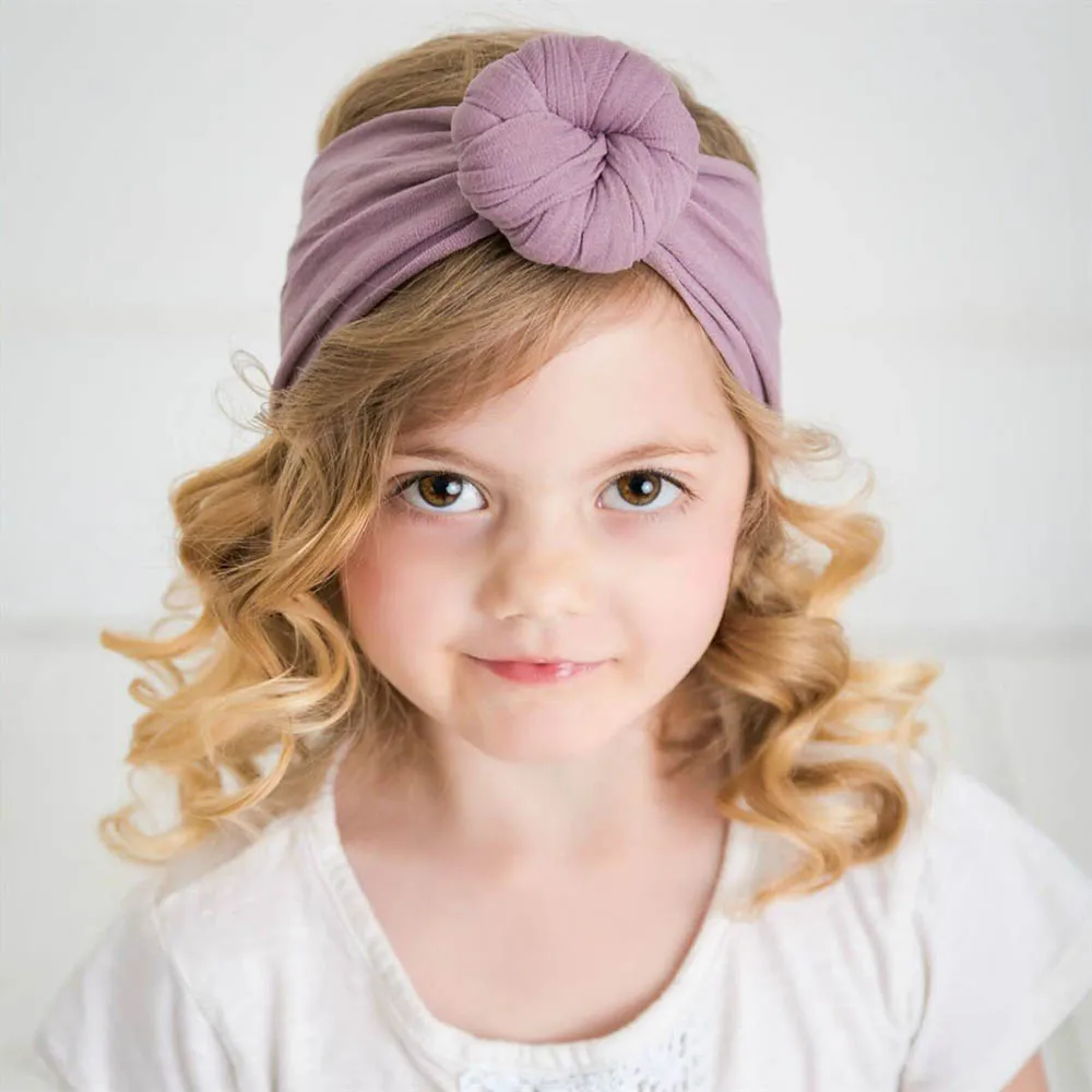 

2018 Fashion New Arrivals Girls Round Knot Nylon Headbands High Elastic Wide Nylon Hair Bands Kids Turban Round Hair Accessories