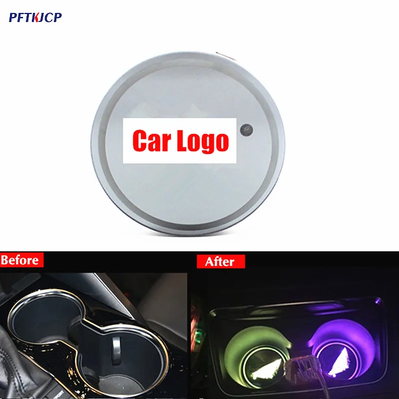 Download 2pcs Diameter 68mm Car Multicolor Cup Coaster for cadillac for geely gx7 ec7 led light logo lamp ...