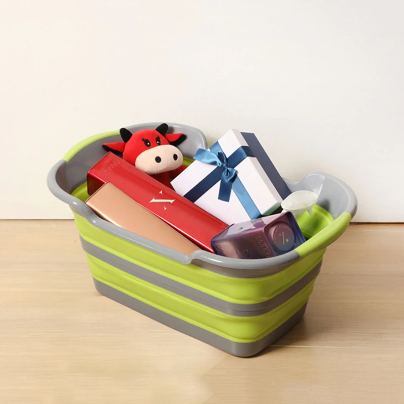 

19L Large Laundry Basket Toy Colthes Storage Picnic Basket Travel Box Bedroom Washing Clothes Box Organizer Handle Stackable