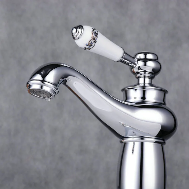 SRJ Bathroom Brass Faucet Cold And Hot Water Tap Brushed Antirust Washbasin Faucet Soft Water Prevents Splashing 