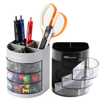 

Three Multi-functional Pencil Storage Box Creative Drawer Fashion Home Office Plastic Scissors Stationery Storage Organizer Tool