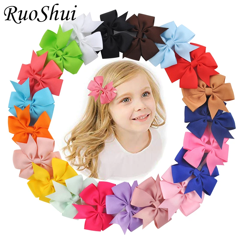 

Fashion 3 Inch Girls Baby Hair Accessories Grosgrain Ribbon Soild Hair Bows Boutique Kids Hairpins Barrettes Handmade Hair Clip