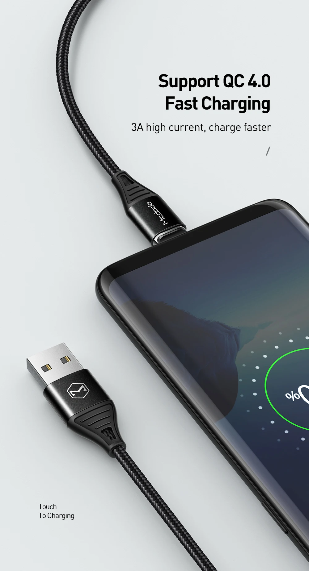 Mcdodo кабель usb type C Магнитный USB кабель для samsung Xiaomi huawei QC4.0 Быстрая зарядка 3A для huawei USB C зарядное устройство Магнитный провод