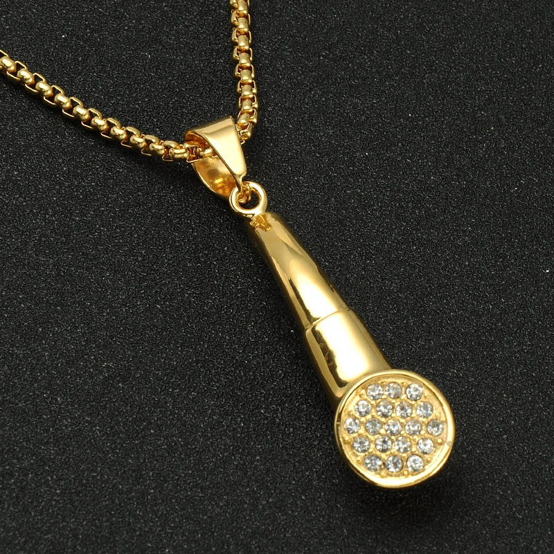 

Hip Hop Stainless Steel Jewelry Bling Iced Out Titanium Tobacco Pipe Pendants Necklace with 24inch Gold Color Link Chain