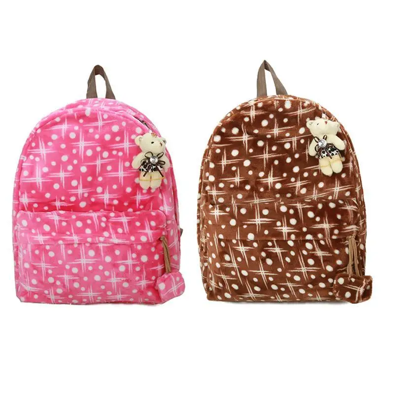 

Fashion Women Plush Backpack Preppy Style School Backpack Bag College Casual Travel Bag Soft Student Bags Lovely Mochila Bagpack