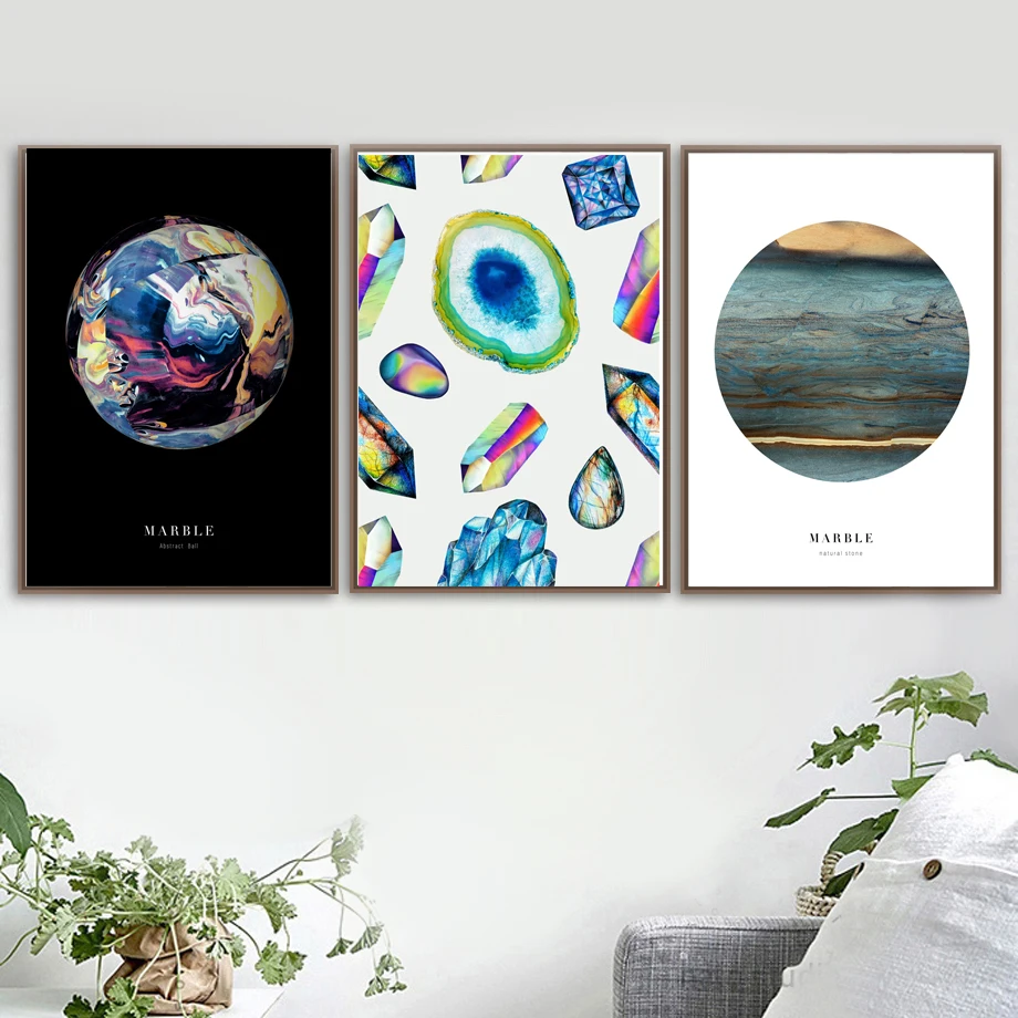 

Abstract Marble Ball Natural Stone Agate Wall Art Canvas Painting Nordic Posters And Prints Wall Pictures For Living Room Decor