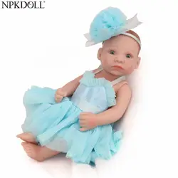 NPKDOLL Reborn Baby Doll мини-синее платье юбка для девочек 10 дюймов полная виниловая ванна куклы игрушки для девочек Bebe Reborn Bonecas