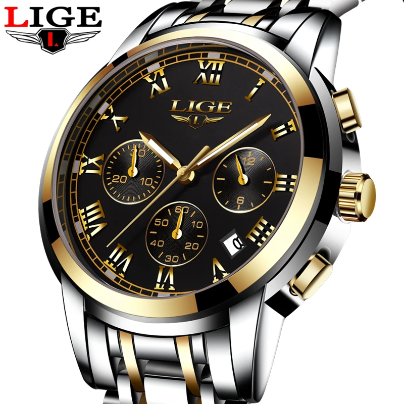 2017 Fashion Luxury Brand LIGE Chronograph Men Sports Watches Waterproof Full Steel Casual Quartz Men's Watch Relogios Masculino