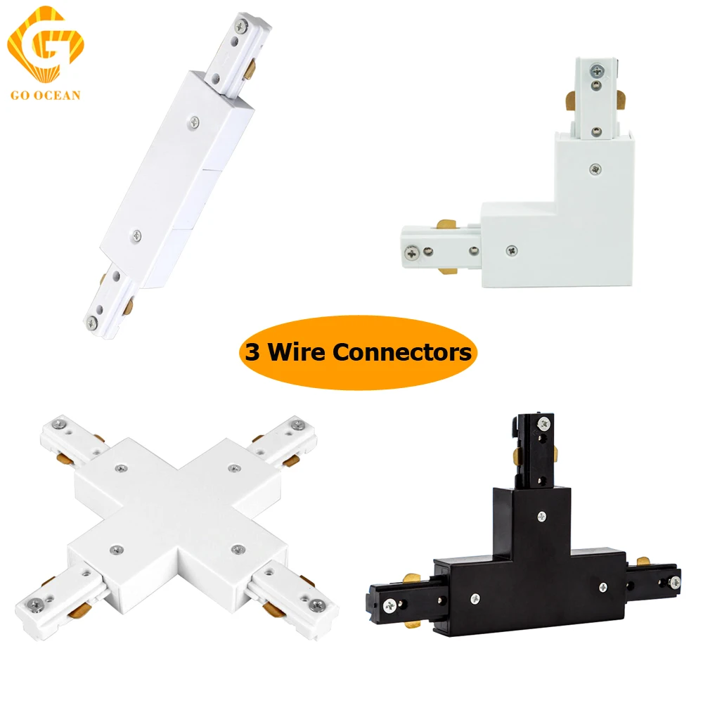 

GO OCEAN Track Rail Connector Track Linker 3 Wire I L T Cross Shape Connectors LED SpotLight Connector Rail Connectors