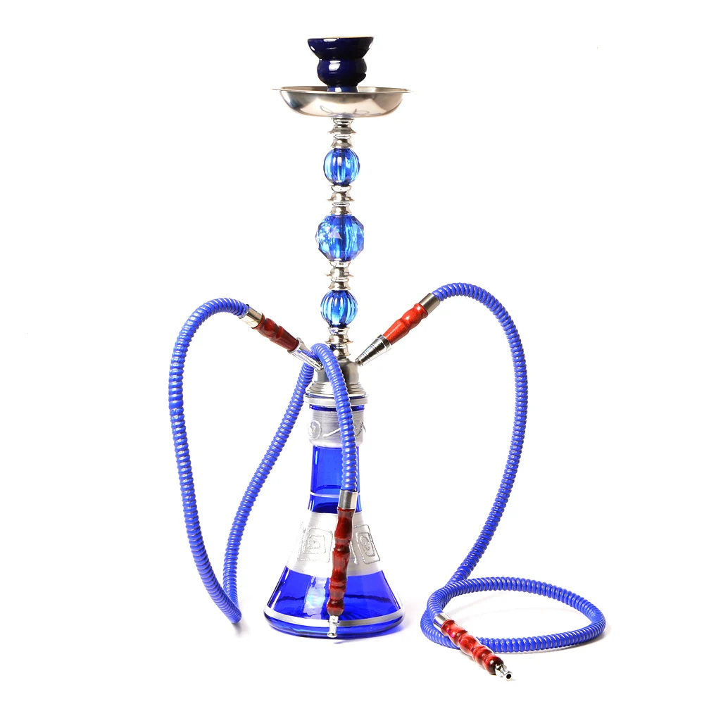 DEJAYA Glass Hookah Set 2 Hoses Shisha Pipe Chicha with Narguile Cachimba Ceramic Bowl Charcoal Tongs Party Accessories