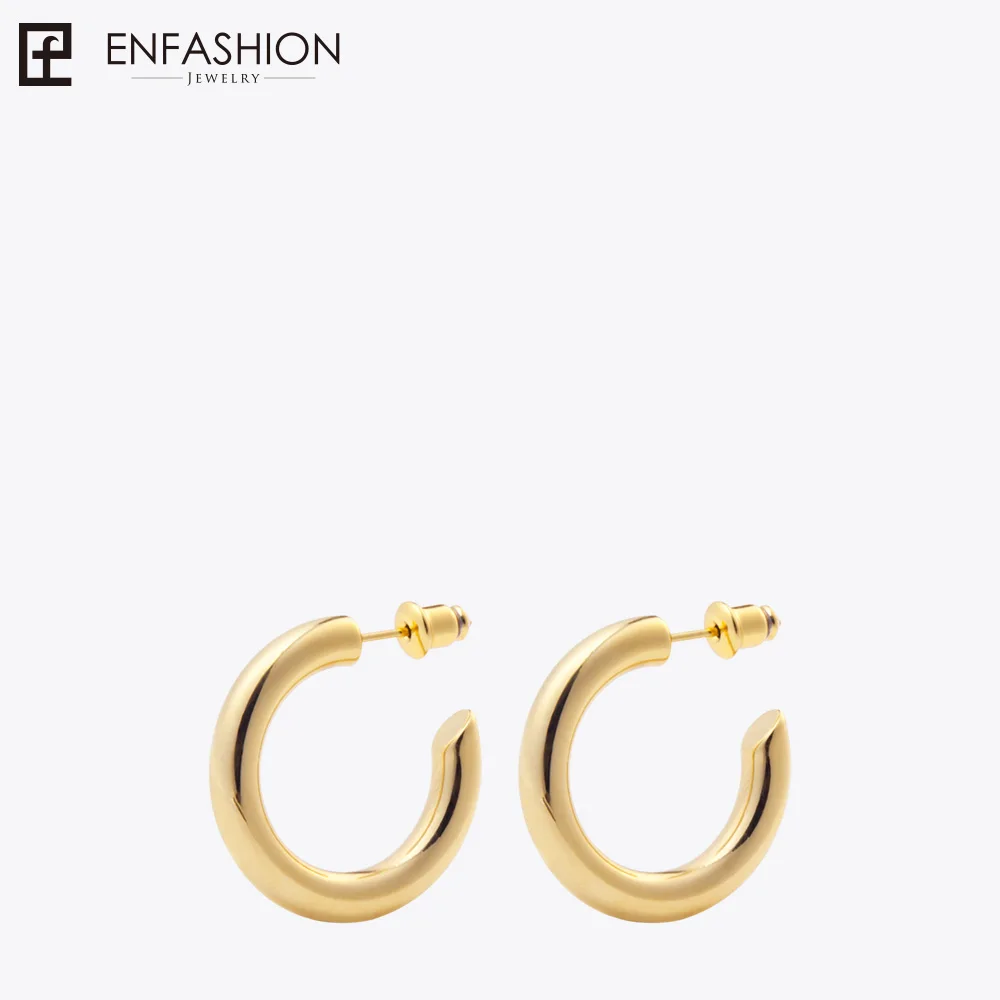 Enfashion, маленькие серьги-кольца, чистый золотой цвет, вечность, серьги из нержавеющей стали, круглые серьги для женщин, ювелирные изделия EC171023 - Окраска металла: Shiny Gold