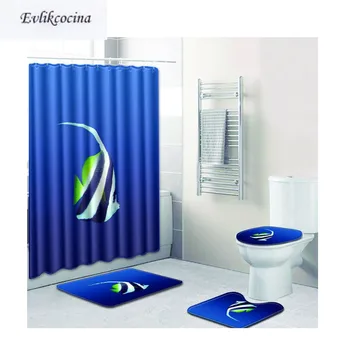 

Free Shipping 4pcs Strips Flat Fish Banyo Bathroom Carpet Toilet Bath Mats Set Tapis Salle De Bain Alfombra Bano Tapete Banheiro