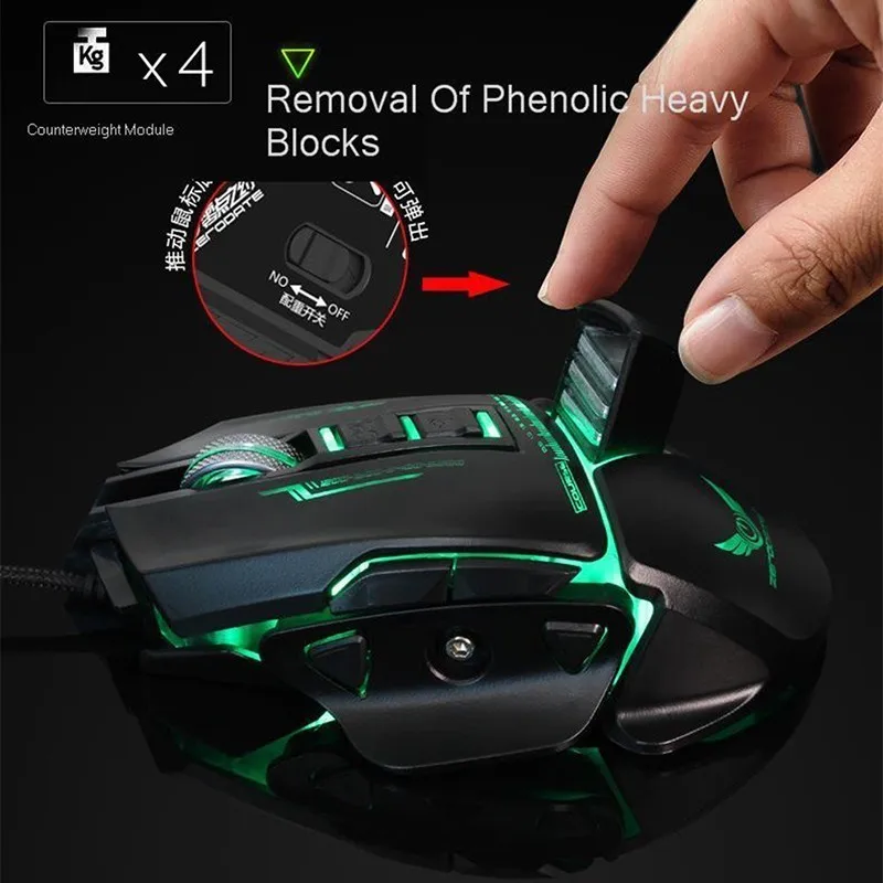 SeenDa Регулируемая 3200 dpi Механическая Проводная программируемая игровая мышь 7 кнопок Mause оптический светодиодный подсветка эргономические мыши