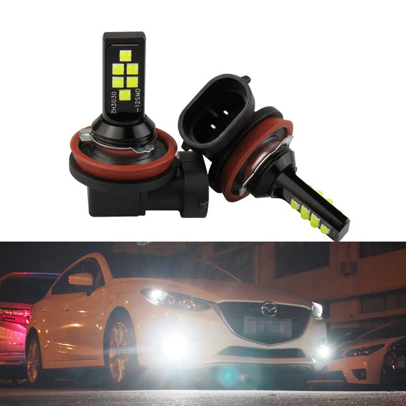 LED H8 H11 9005 9006 H3 H4 H7 Car Front Fog Light Bulbs 12V 12W 3030