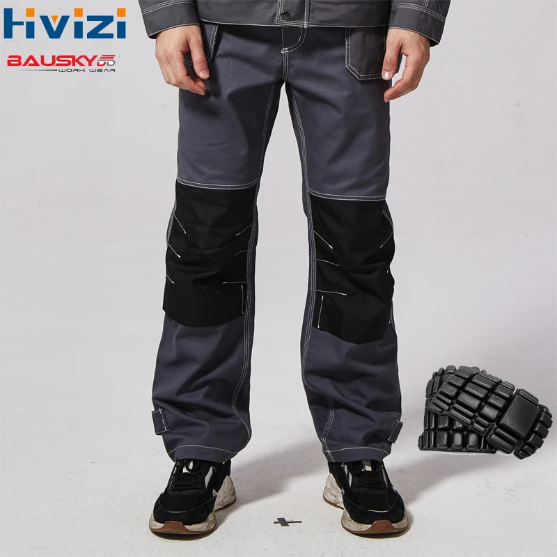 

men's safety work pants overalls men workwear trousers coveralls cotton muliti pockets work clothes wear-resisting knee pad B109
