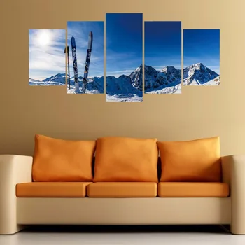 

5pcs/set Combination Ski 3D DIY Wall Stickers Home Decor Living Room Snow Landscape Poster Self-adhesive PVC Art Mural Decals