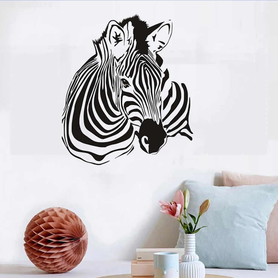 Black Animal Zebra Head Wall Stickers For Kids Room Decoration