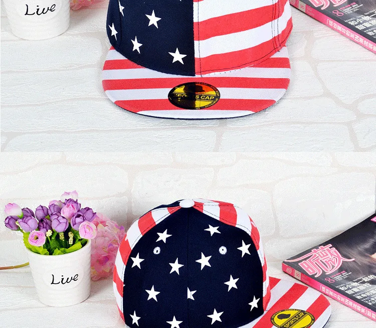 Модные уличные танцевальные крутые хип-хоп кепки с флагом США Snapback бейсболки с защелкой сзади шапки американский флаг