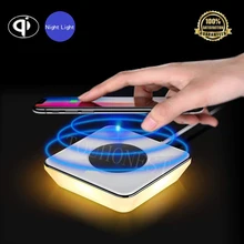 Qi быстро Беспроводной Зарядное устройство зарядная док-станция для iPhone X XR Nduction ночь легкое Зарядное устройство USB для samsung S10 S9 Быстрый Зарядное устройство